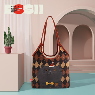 单肩布包托特包 郭逗逗插画师联名可爱卡通猫咪大容量女款 完美款 款