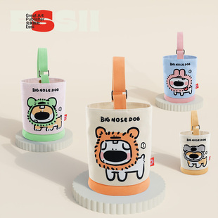 鱼艺术家合作款 吃盐 头套系列原创小狗手提单肩墩墩桶包 款 完美款