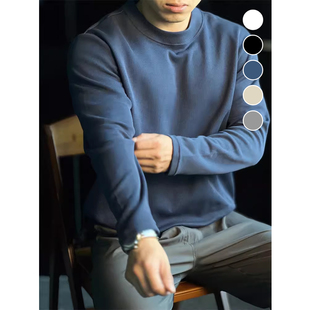 简素Design280g双面棉米呢长袖 秋冬 T恤男可机洗新疆棉针织打底衫