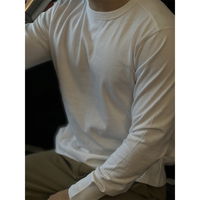 重磅245g纯棉修身长袖T恤打底男