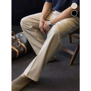 子春秋 男松弛简约通勤宽松长裤 简素Design垂感阔腿直筒休闲西装 裤