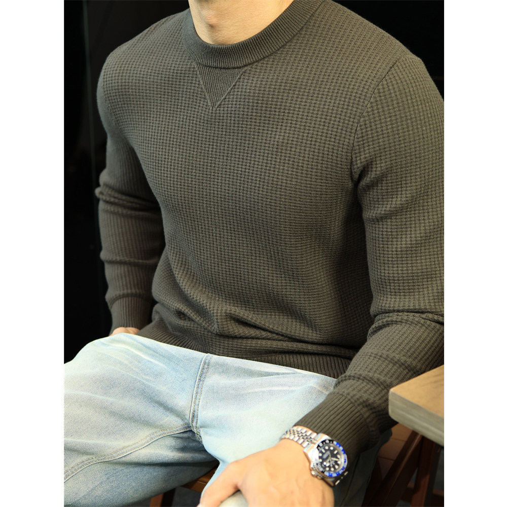 简素Design华夫格肌理卫衣羊毛衫男复古针织毛衣加厚休闲打底衫冬,男装,羊绒套衫,淘宝优惠券,粉丝福利购,淘宝优惠卷