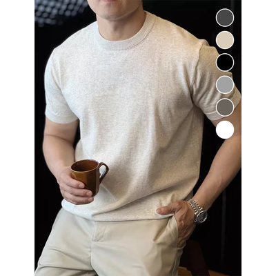 男士冰丝薄款短袖通勤针织T恤