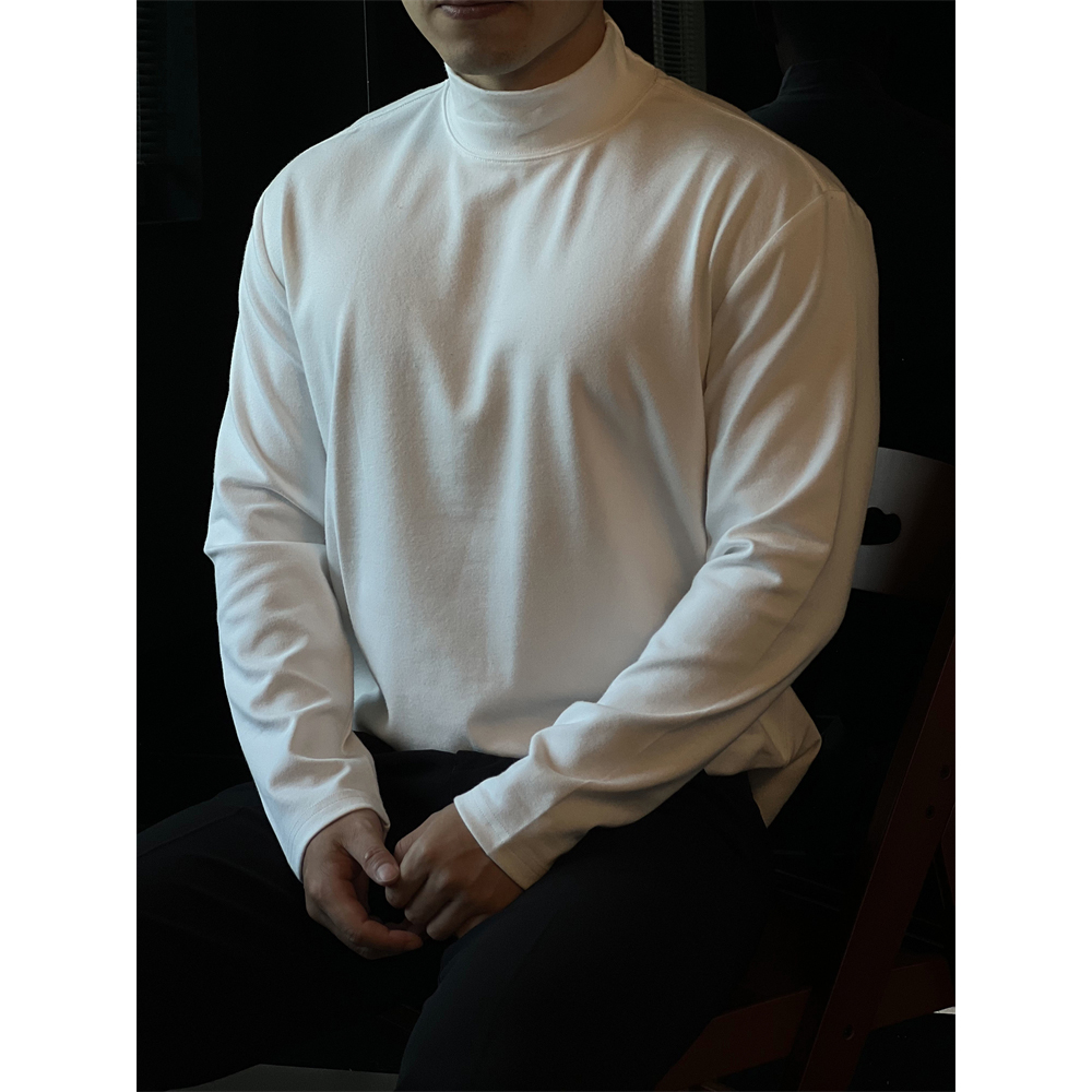 通勤内搭长袖t恤男宽松中领打底