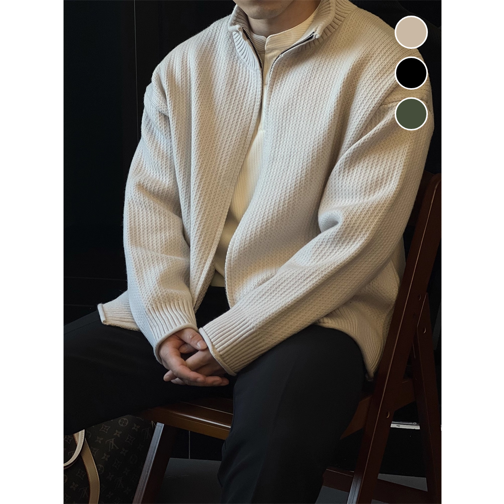 【肌理提花】立领针织毛衣夹克秋