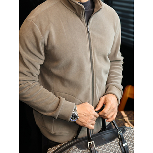 简素Design加厚奥粒绒保暖立领卫衣开衫 男宽松重磅休闲外套夹克冬