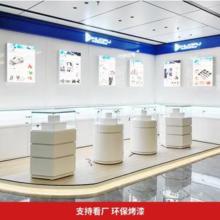 异形烤漆展台产品陈列柜圆形中岛玻璃展示柜发光体验桌货架