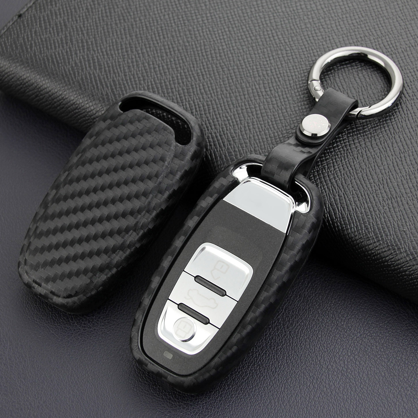 适用奥迪AudiA6L Q5 Q7新老款车用A4L智能新碳纤维硅胶钥匙包壳