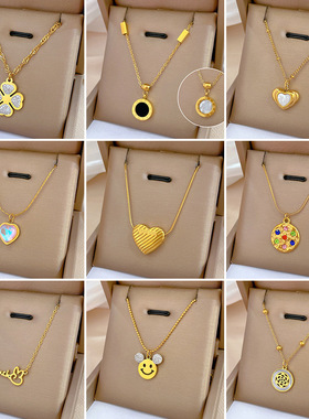 【通体钛钢】流行元素个性极简风炉内真金项链女ins网红锁骨链