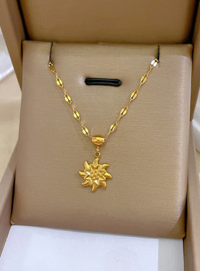 【通体钛钢】旋转小风车个性极简风炉内真金项链女ins网红锁骨链