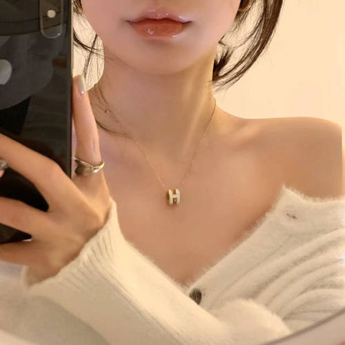 YH韩版ins潮H字母项链女小众设计感轻奢百搭气质网红锁骨链