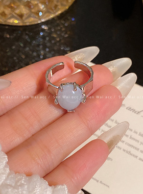 海星猫眼石戒指女小众设计感时尚百搭个性气质精致优雅指环手饰品