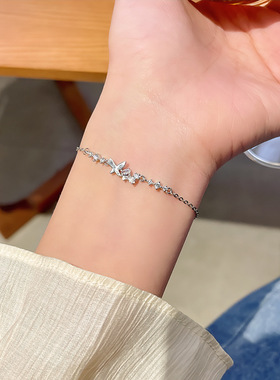 微镶锆石蝴蝶手链女轻奢小众设计感闺蜜手镯复古超仙春季手饰批发