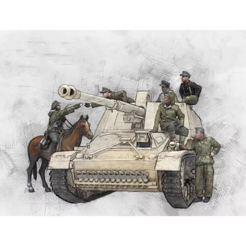 源模居GK 1/35树脂模型军事主题（6 人+1 匹马）手办白模 742R