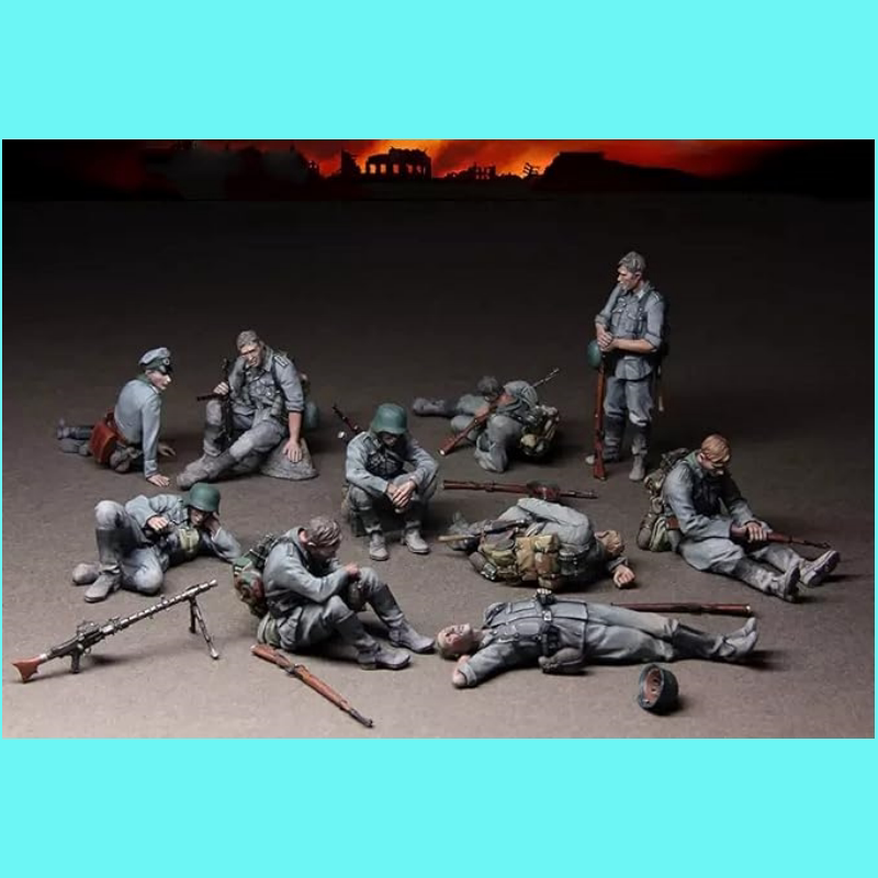 源模居GK 1/35树脂模型 休息中的德国步兵(10人) 手办白模529
