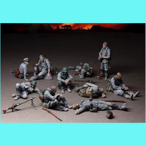 源模居GK 1/35树脂模型 休息中的德国步兵(10人) 手办白模529