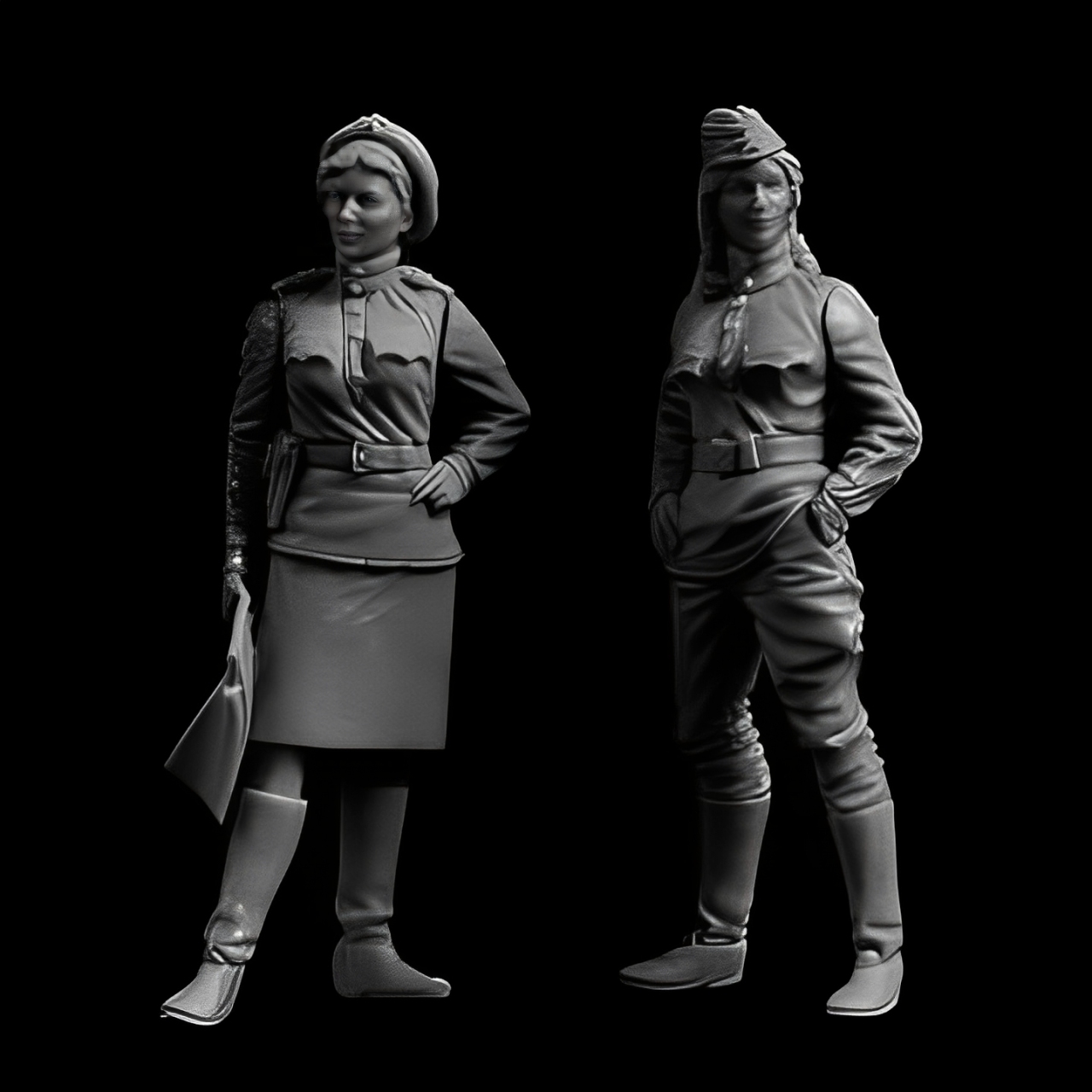 源模居GK 1/35树脂模型 罗斯女交通管制员和司机 手办白模 1388R