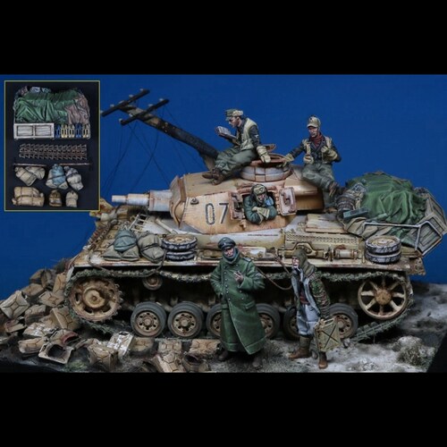 源模居GK 1/35树脂模型 德国坦克乘员(5人和包裹) 手办白模 807R