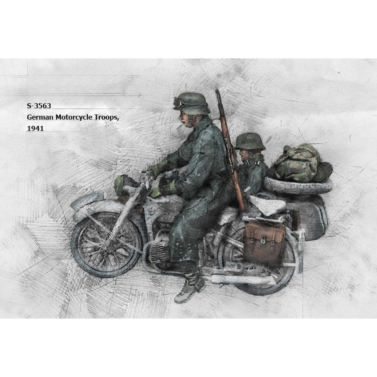 源模居GK 1/35树脂模型 二战德国摩托部队 手办白模 1173R