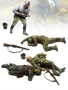 1/35 二战士兵(4人)树脂模型现货手办兵人军事题材白模-329C