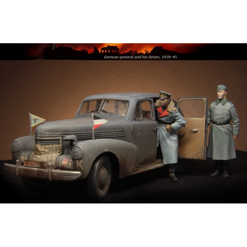 源模居GK 1/35树脂模型二战德国将军与司机(不含车)手办白模591R