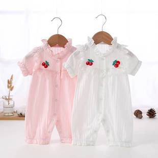 Female baby clothes summer baby onesie hoodie short sleeve c