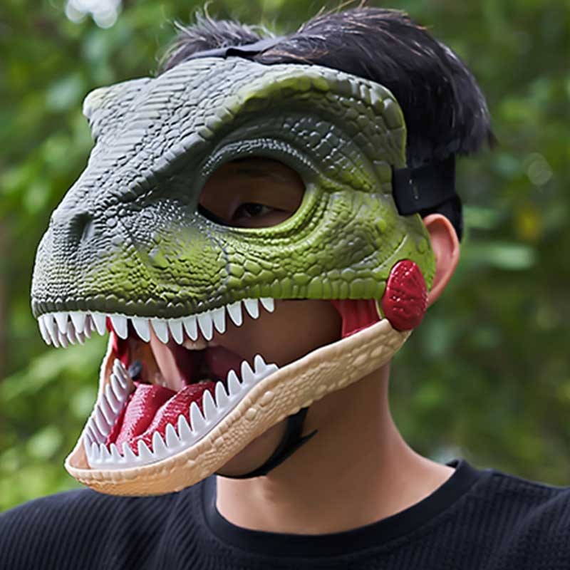 万人抢迅猛龙恐龙头面具仿真头套迅猛龙头套嘴巴张开逼真侏罗纪恐