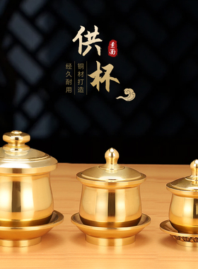铜供水杯佛前水供杯供佛杯观音菩萨圣水杯家用供奉财神茶杯酒杯