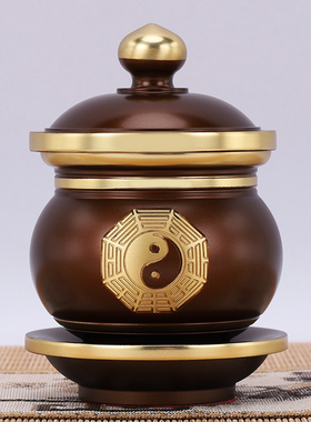 铜道家供水杯太极八卦圣水杯道观净水杯子三清杯道坛摆件拜神茶杯