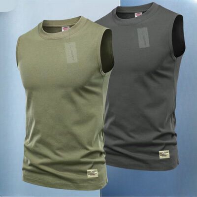 夏季男士冰丝圆领运动背心