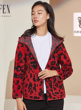 福芬秋季新款短外套宽松显瘦连帽休闲毛呢外套DS-14206