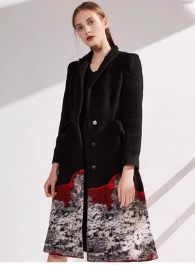 福芬2023秋冬新款女长款收腰显瘦毛呢大衣外套DY-10716