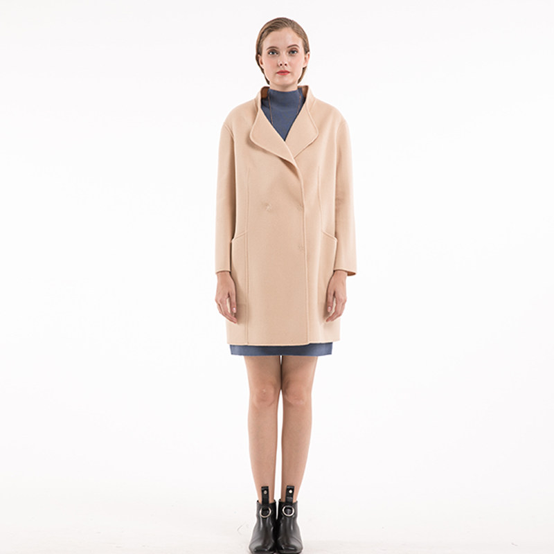 秋冬羊毛直筒显瘦大衣女福芬中长款外套D-7870-1