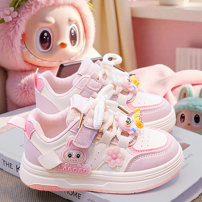 拉布布女童鞋子2025新款春秋季儿童运动鞋女孩公主板鞋爆款小白鞋