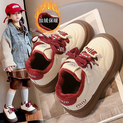 女童棉鞋加绒二棉运动板鞋冬季2025新款儿童鞋子休闲爆款板鞋大童