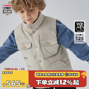 冬季 VISION 男女儿童同款 童装 街头复古多袋立领羽绒马甲 KIDS