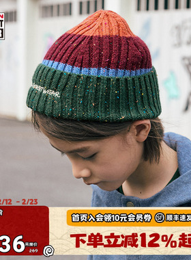 VISION KIDS 美式复古LOGO针织毛线帽瓜皮帽3色男女儿童童装秋冬