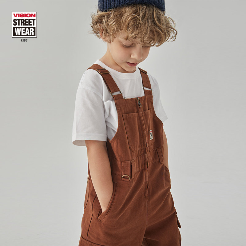 VISION KIDS 童装男女儿童同款复古时尚宽松工装裤秋冬背带裤