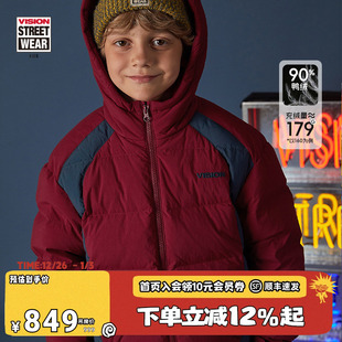 运动撞色连帽中长款 VISION 男女儿童90鸭绒冬季 童装 羽绒服 KIDS
