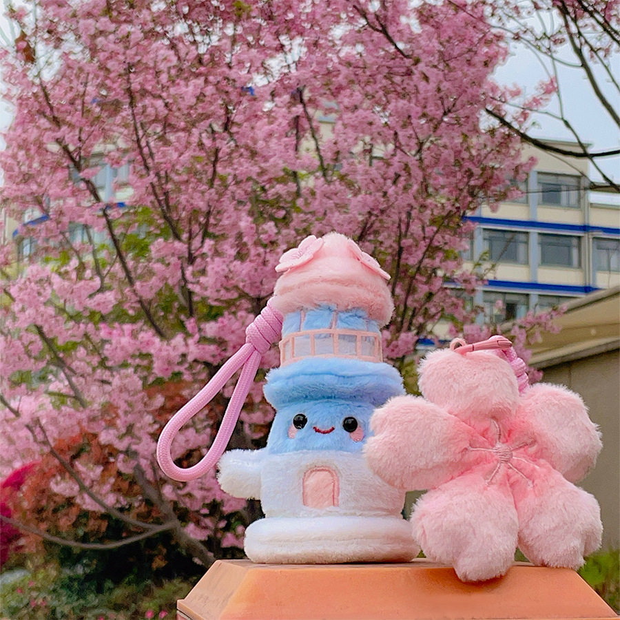 网红樱花小鹿毛绒钥匙扣