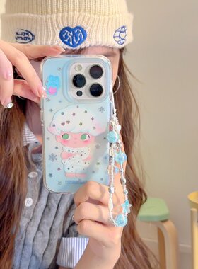 彩钻雪球dimoo适用iphone17promax手机壳苹果16鎏金圆边15迪莫保护套14Pro新款13全包防摔带手链软壳好看外壳