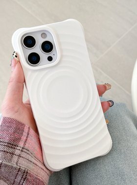 赵露思同款波漾手机壳适用苹果17promax防摔iphone16pro白色磁吸15plus波漾纹14pm纯色ip13漾波air液态硅胶