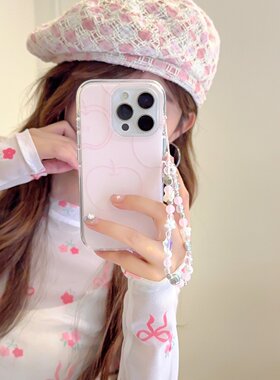 粉底线条苹果适用iphone17promax手机壳苹果16pro新款高级感15创意简约14pro女款超好看13全包防摔手链保护套