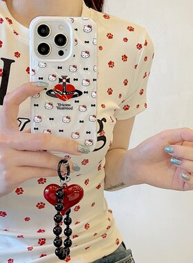 西太后kt适用iPhone16promax手机壳新款外壳苹果ip15pro全包防摔14pm女生高级轻奢13哈喽kitty果冻白印花辣妹