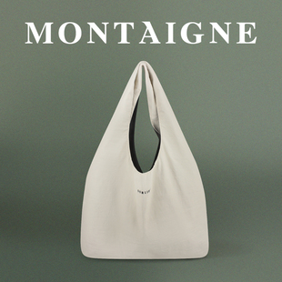 法国Montaigne/蒙田大容量单肩原单托特包男女上课通勤帆布文艺包