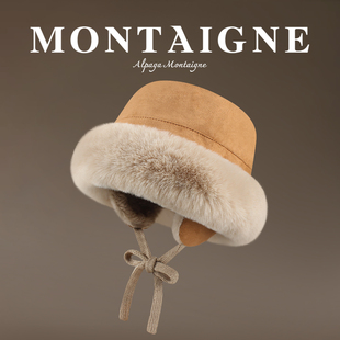 法国Montaigne/蒙田高级加绒加厚护耳渔夫帽子防风麂皮绒雷锋帽女
