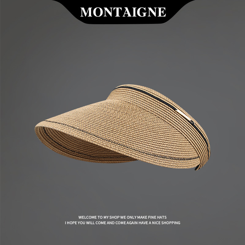 法国Montaigne/蒙田高品质草编防晒帽子女发箍款出游遮阳太阳草帽
