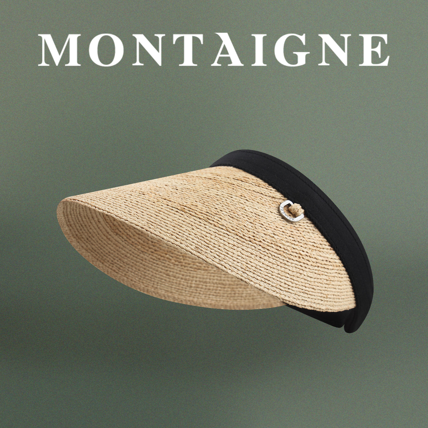 法国Montaigne/蒙田100%拉菲草编遮阳空顶防紫外线帽子女沙滩凉帽