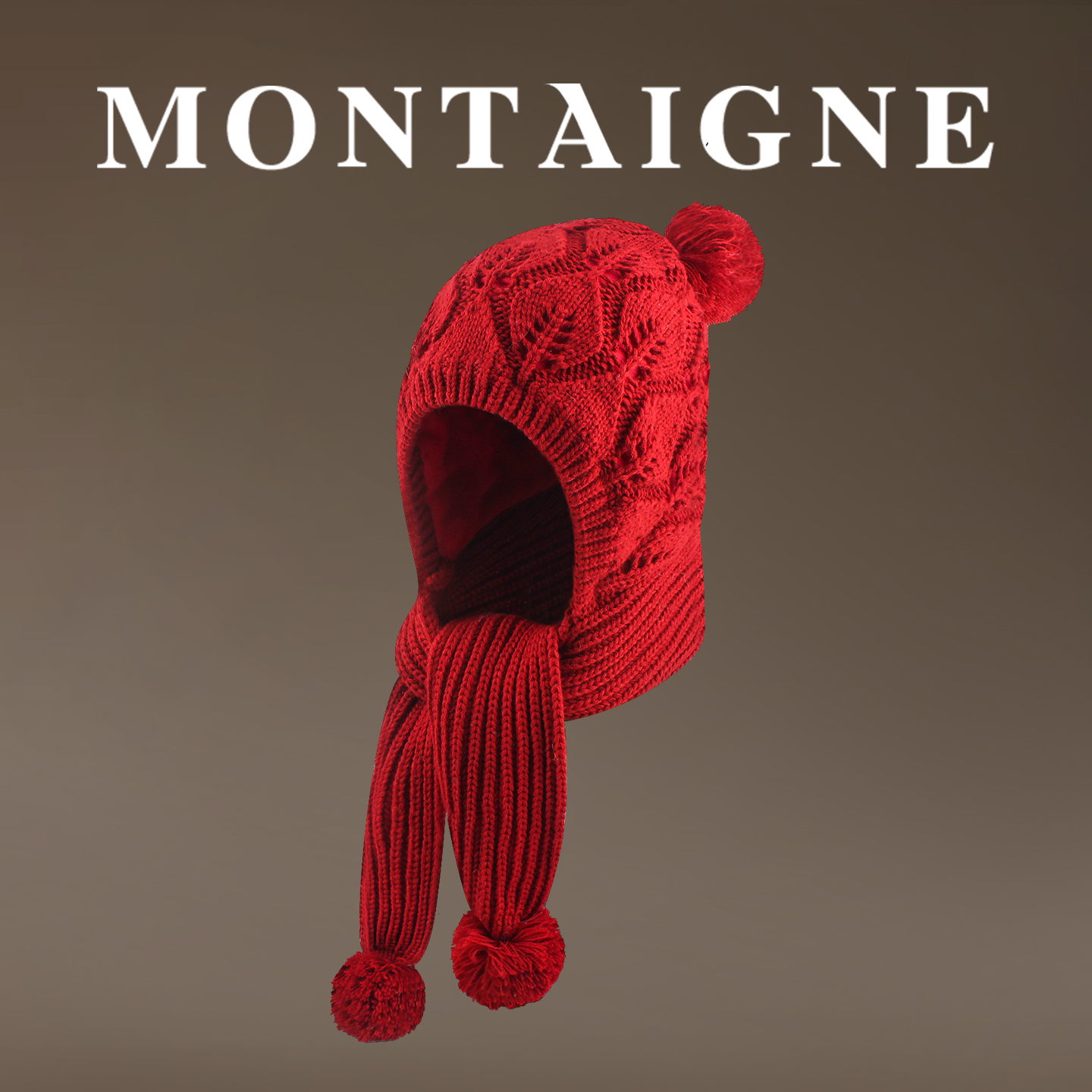 法国蒙田红色连帽围巾一体帽