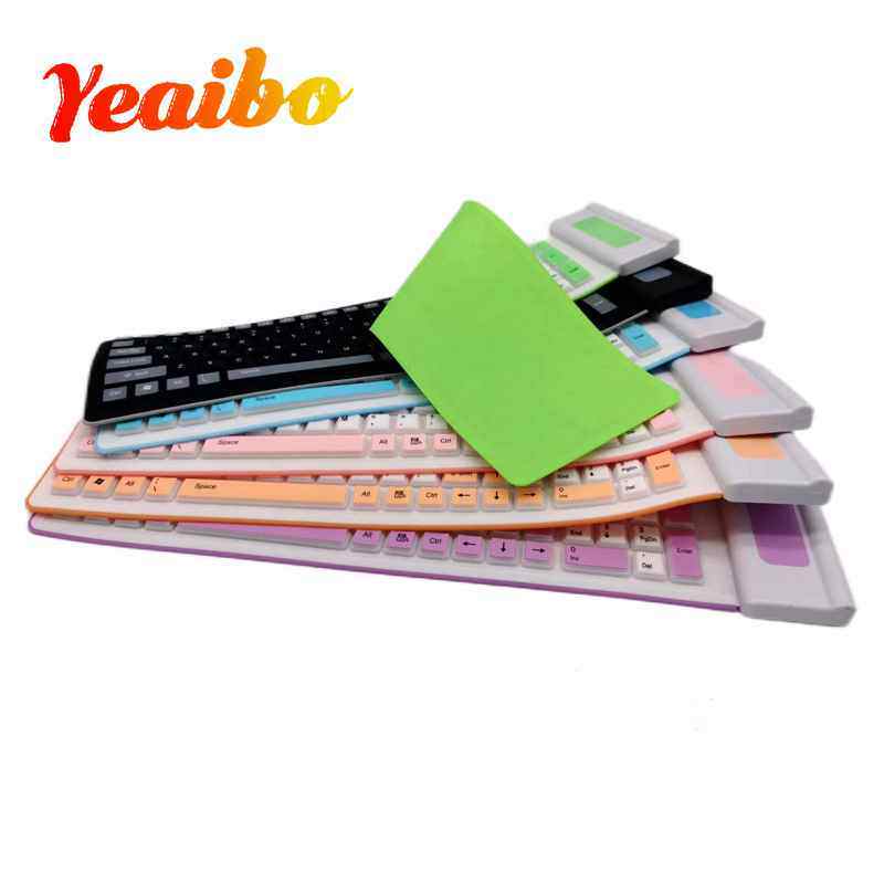 静音台式笔记本无线键盘 硅胶107键彩色2.4g无线办公家用键盘